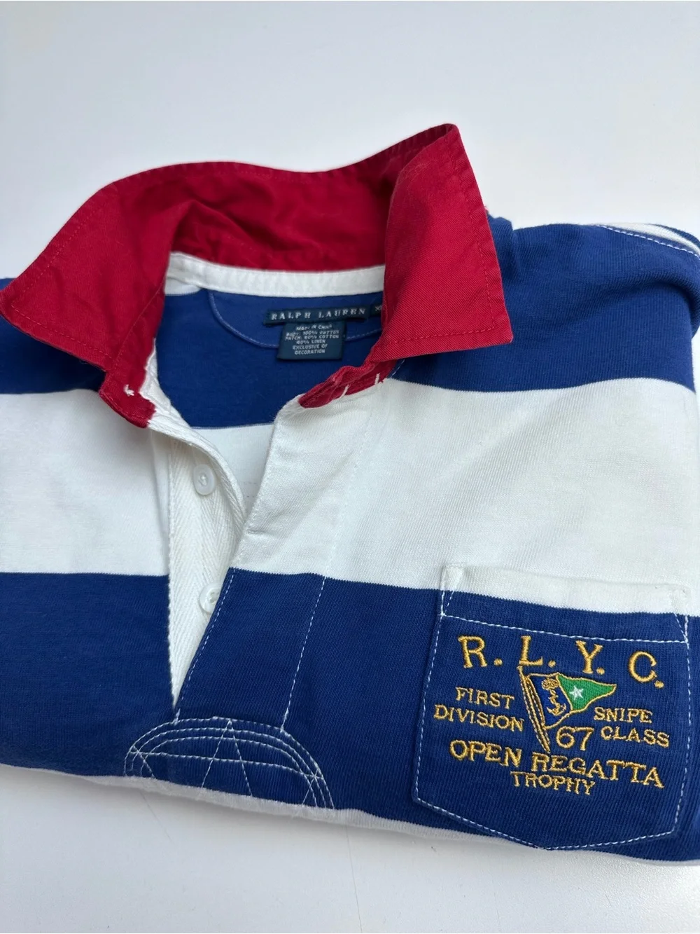 Vintage Women’s Polo Ralph Lauren Nautical Rugby Shirt Size Large Slim Fit - Picture 7 of 16